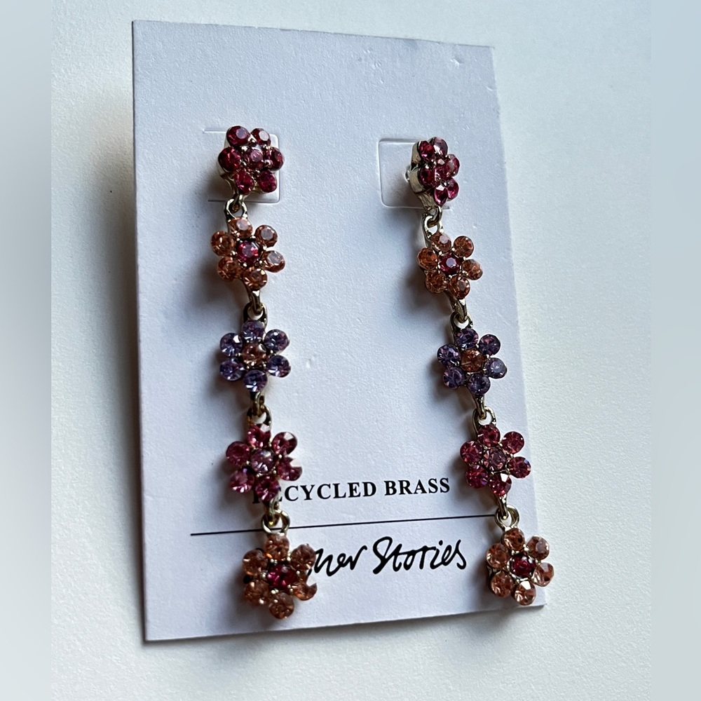 & Other Stories Floral Drop Earrings - Pink and Purple